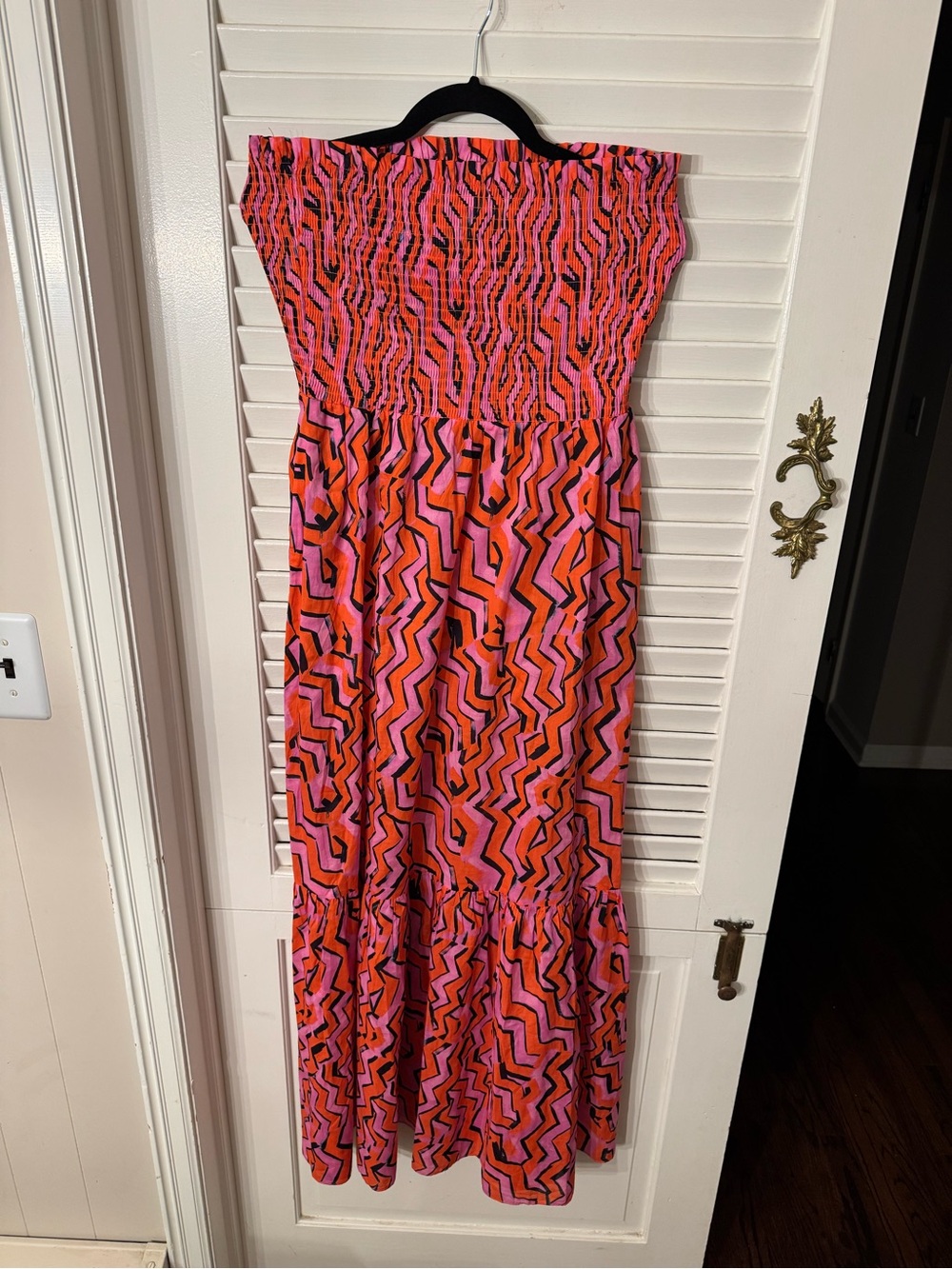 Milly Erin Strapless Zigzag Maxi Dress in Pink and Orange size medium never worn